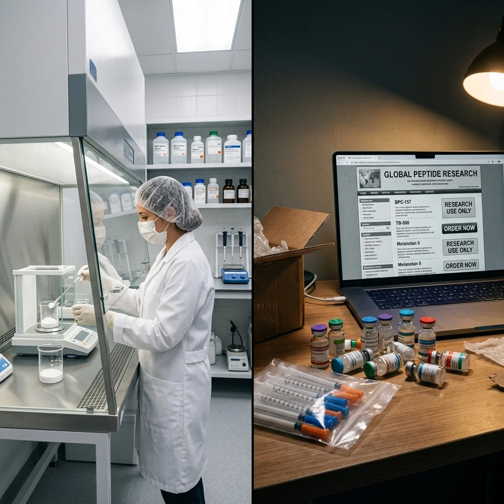 Contrast between regulated compounding pharmacy and gray market peptide sources