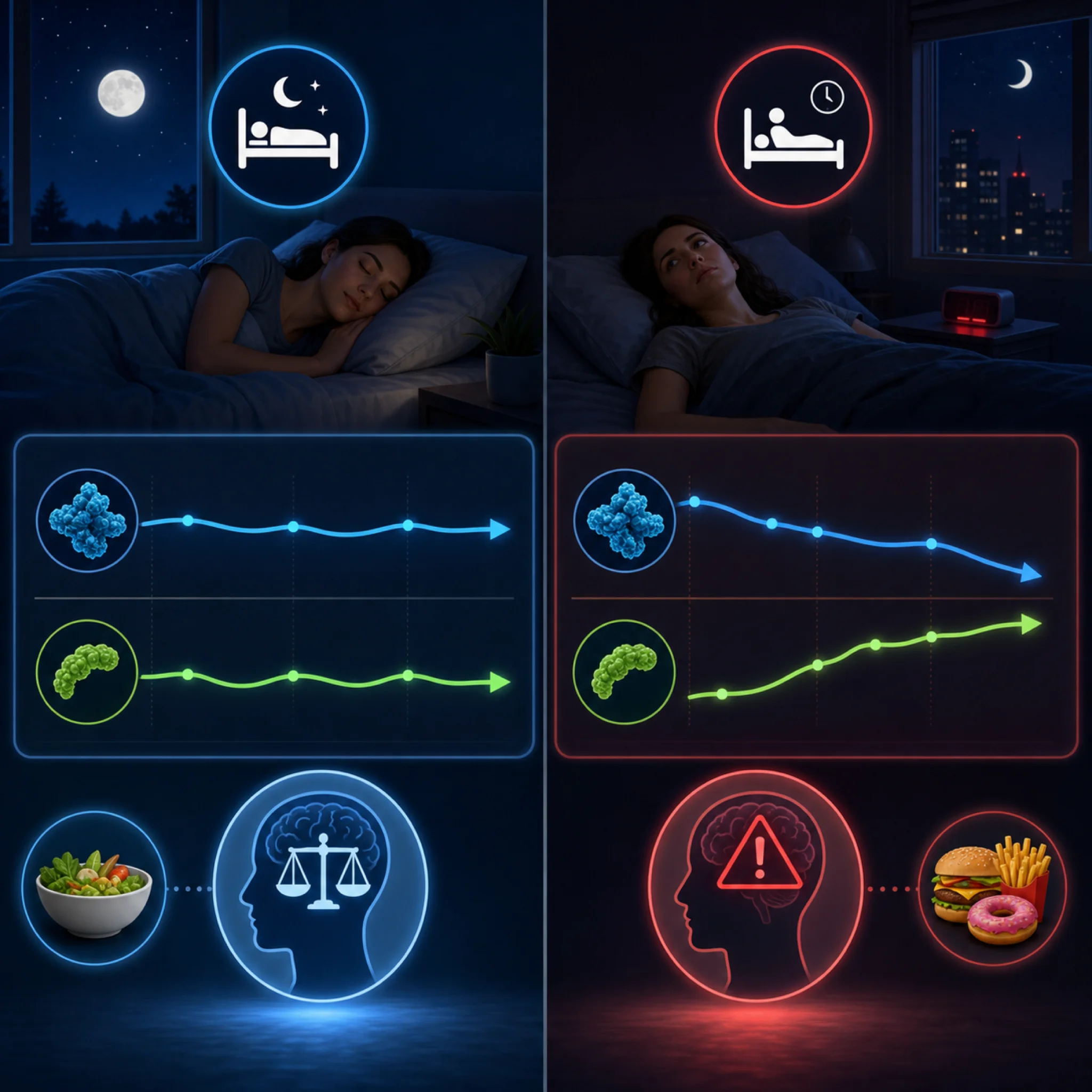 Short sleep shifting appetite hormone signals overnight