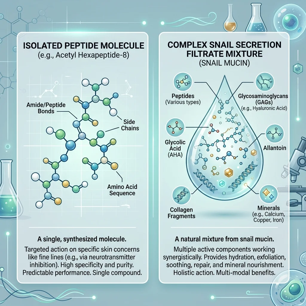 Diagram showing snail secretion filtrate as a mixture rather than one peptide