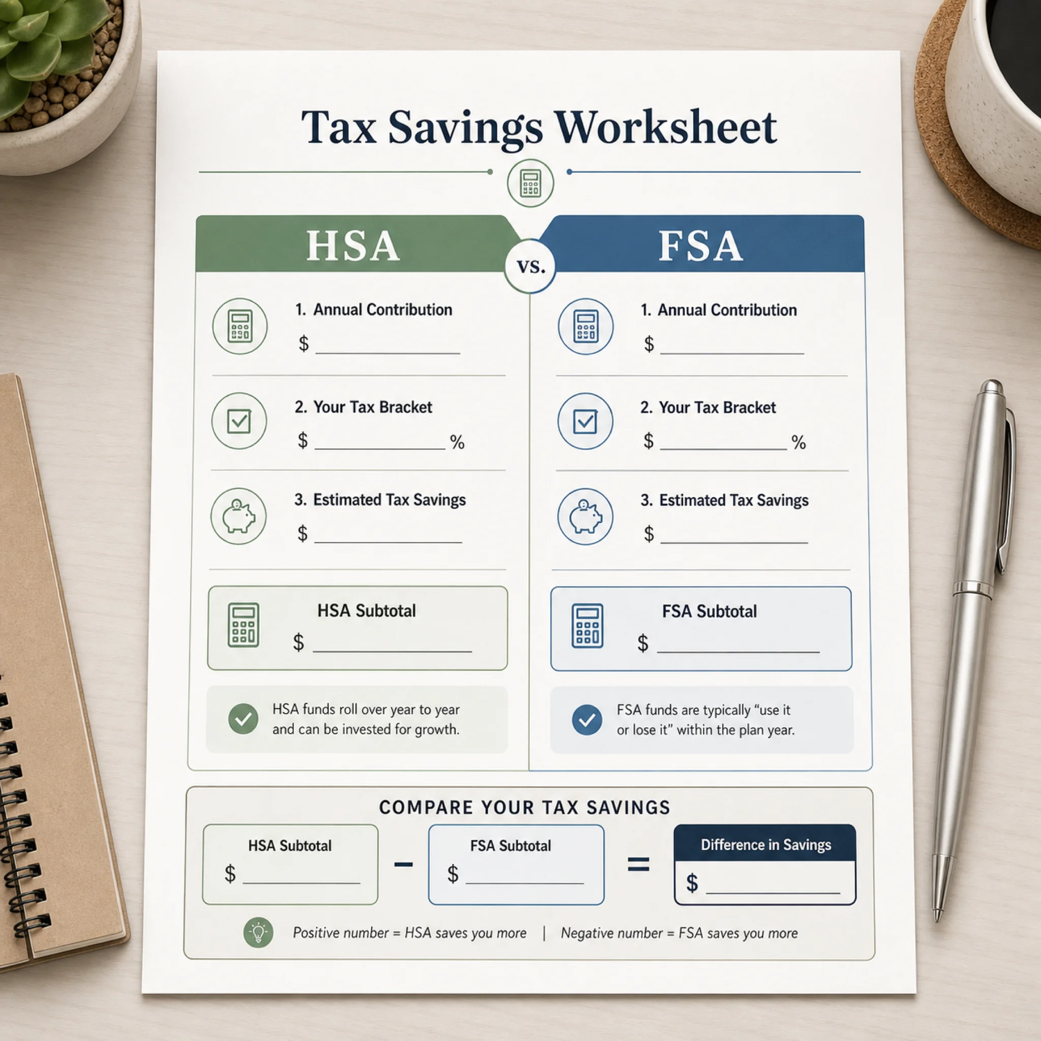Tax savings calculation comparing peptide therapy costs with and without HSA/FSA accounts