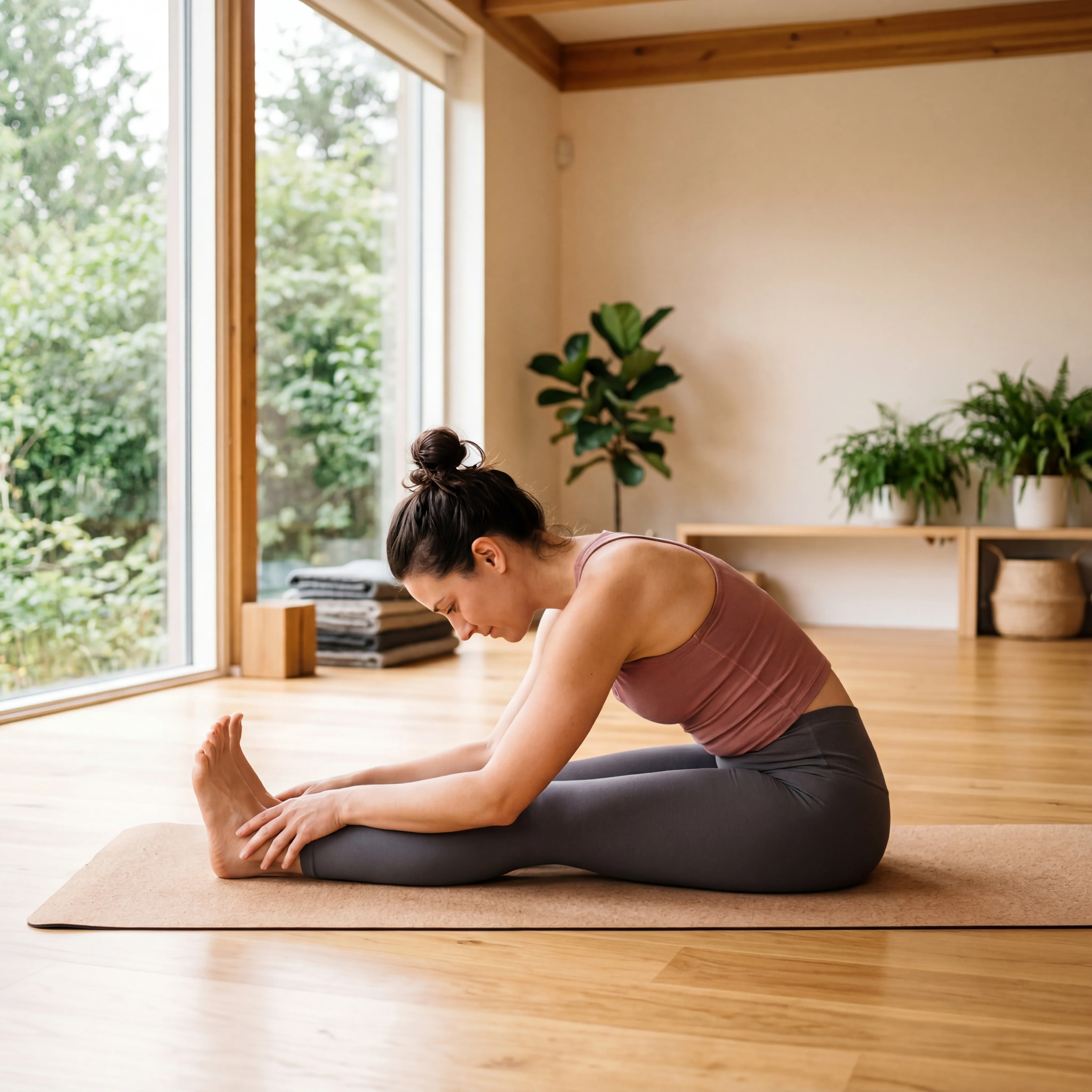 Person performing a gentle supported backbend yoga pose to relieve lower back tension